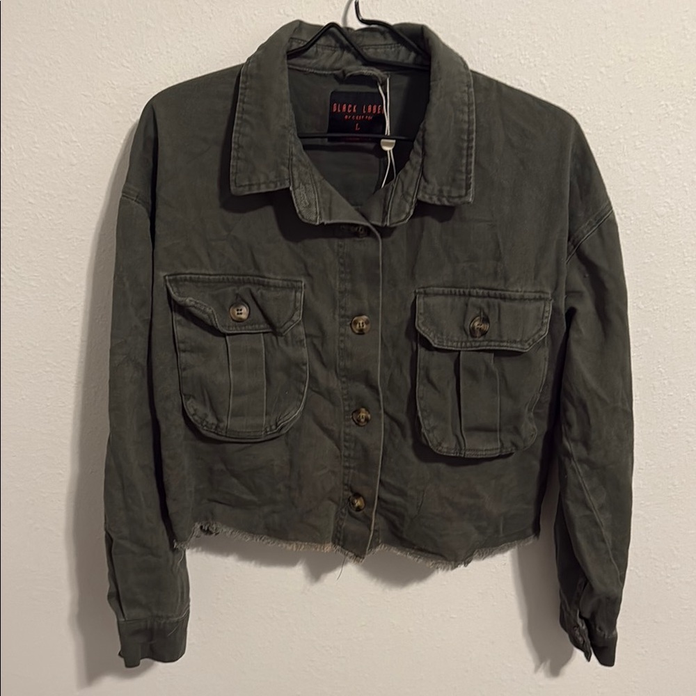 Black Label Green Utility Jacket Vintage Military Style